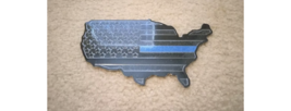 1 USA Metal Map Flag Emblem Thin Blue Line for Cars Trucks SUVs ATVs Bla... - £12.38 GBP
