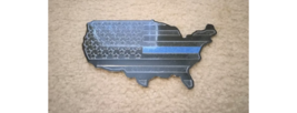 1 USA Metal Map Flag Emblem Thin Blue Line for Cars Trucks SUVs ATVs Black Blue - $15.75