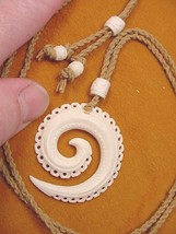 (IBP-19) Maori Style Circle Of Life Fish Hook Aceh Bovine Bone Pendant Necklace - £14.90 GBP