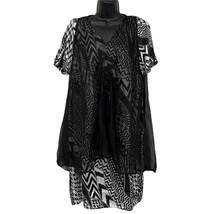 Jerry T New York Dress Black White Geometric Sheer Overlay Size Small - £38.29 GBP