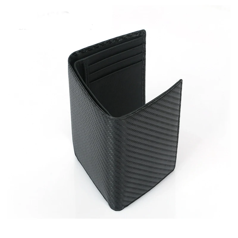 Tri-fold Carbon Fiber RFID Wallet Short Purse For Man Portable Thin Three Fold W - $76.95