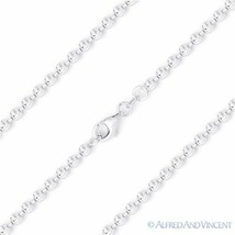 2mm Moon-Cut Ball Bead Link Italian Chain Necklace in .925 Italy Sterling Silver - £24.31 GBP+