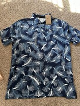 Nike Men&#39;s Dri-FIT Tour Mens Sz Medium Pine Print Aegean Storm Golf Polo... - $39.99