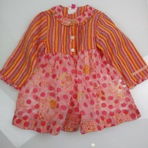 Oilily Girls Blouse Swing Top Ruffle Stripe Polka Dot Pink Bright Colors 116 5 6 - £23.35 GBP
