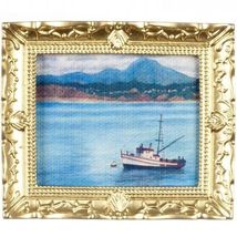Framed Picture Bateau (Boat) in Frame g7934 DOLLHOUSE Miniature - $5.18
