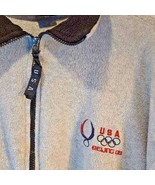 USA Olympics Beijing 2008 Men&#39;s Fleece Jacket Gray Zip Mock Neck Long Sl... - $15.83