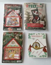 Vintage 1990's Christmas Crafts Cross Stitch Felt Stocking Kits Lot/4 Bucilla - $20.57