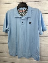 Robert Graham Stone Trail Short Sleeve Knit Polo Shirt Light Blue Men Large - £13.86 GBP