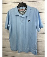 Robert Graham Stone Trail Short Sleeve Knit Polo Shirt Light Blue Men Large - £13.86 GBP