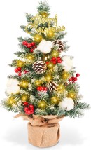 Artificial Mini Christmas Tree 21 Inch Small Tabletop Snow Flocked Xmas ... - £32.15 GBP