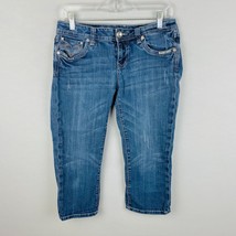 L A Idol Womens Juniors 9 W 31 L 18 Embellished Flap Back Pockets Drop Jeans - £14.43 GBP