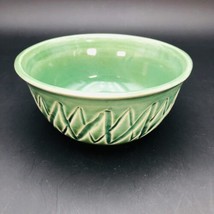 Green Art Pottery Bowl 12 ounce Zig Zag Pattern Signed BAD - £11.95 GBP