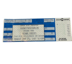 May 25 1987 Kenny Rogers Unused Ticket Stub San Diego State Amphitheater - $20.00