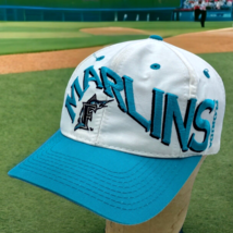 Vtg Florida Marlins Hat Snapback Eds West Signatures Sportswear Spellout White - $79.95