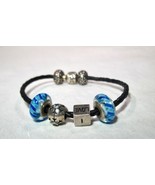 Sterling Silver Pandora Blue Murano Glass Charms Bead Bracelet K915 - £50.48 GBP