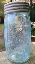 Antique Mason&#39;s Maltese Cross Mason Canning Jar With Glass Lid - $26.28