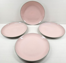 4 Harker Shell Pink Dinner Plate Set Vintage Gray Specks Stoneware Dish MCM Lot - £55.29 GBP