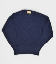 Vintage Wool Sweater Mens S Navy Double Layer German Military Eulan Bayer Button - £19.09 GBP