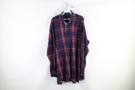 Vintage 90s Streetwear Mens LT Faded Collar Long Sleeve Rugby Polo Shirt Plaid - £35.57 GBP