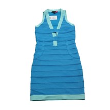 Hot Miami Styles Dress Womens S Blue V Neck Sleeveless Racer Back Pencil... - £14.59 GBP