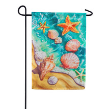 Coastal Beach Shells Suede Garden Flag-2 Sided Message,12.5&quot; x 18&quot; - £16.51 GBP