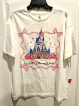 Disney Parks WDW Pink Ribbon Bow Castle Oversized Shirt Medium M Adult W... - $58.40