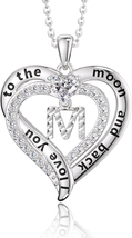 Gifts for Wife from Husband, Initial Heart Necklace, I Love You to the Moon and - £32.38 GBP