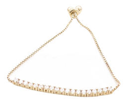 Gold Over 925 Silver  Cubic Zirconia Adjustable Child Box Chain Bracelet... - $43.39