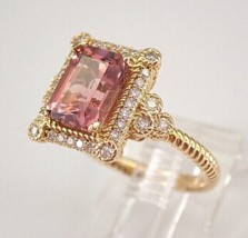 14k White Gold Plated 2.20Ct Emerald Cut Simulated Pink Sapphir Engagement Ring - £93.87 GBP