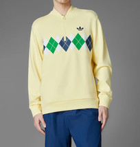 adidas Golf Originals Argyle Quarter Zip Pullover Sweatshirt Yellow Smal... - $1,653.08 MXN