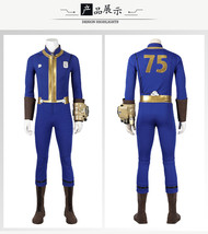 Fallout 4 Shelter 75 Cosplay Costume Outfit Halloween Jumpsuit Suit Men ... - $35.00+