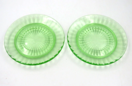 Vintage Green Uranium Depression Glass Salad Plates Appetizer Plates 6&quot; - £15.78 GBP