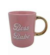 Paris Hilton Boss Babe Ceramic Coffee Mug Cup Pink With Gold Handle 16 Oz - £12.44 GBP