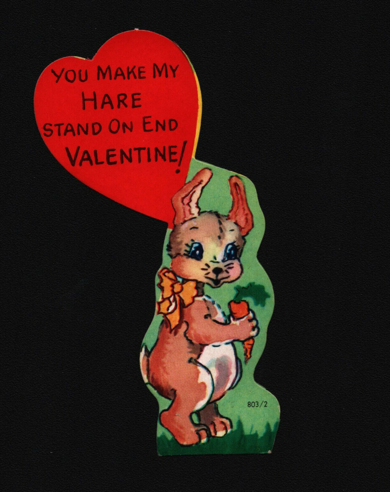 Primary image for Vintage Valentines Day Card Bunny Rabbit With Carrot