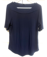 Ann Taylor Womens Black M Short Sleeve Stretchy Pull Cover Blouse Top - €12,79 EUR