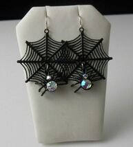 Fashion Black Spider Rainbow Crystal Hook Earrings 2" Long - $13.99