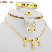 Children Earrings Middle Eastern Gifts Necklace Gold Color Arab Coin for Kids Ba - £18.64 GBP
