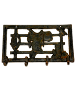 Vtg Western Cowboy Theme Cast Iron 4 Hook Coat Key Wall Hanger-Saddle Bo... - €19,12 EUR
