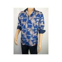 Men Sports Shirt by DE-NIKO Long Sleeves Fashion Print Soft Modal DSA125 Navy image 10
