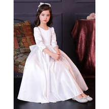 Children&#39;s First communion Dress flower girl  Satin Wedding Host Dress - £91.50 GBP