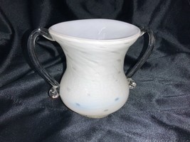 Vintage Fenton Art Glass Bubble Optic White Crystal Handles Sugar Bowl - $35.00