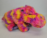 Rare Wild Republic Neon Rainbow Sparkle Hippo Plush Purple Pink Yellow T... - $19.30