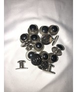 Mens Classical Shirt Tuxedo Buttons 10 Studs Black On Silver Preowned - £8.96 GBP