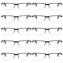 10 PK Mens Half Frame Spring Hinge Reading Glasses Blue Light Blocking Readers - £17.26 GBP