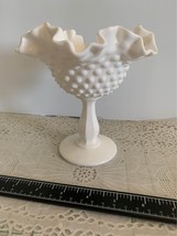 Milk White Ruffled Hobnail Candy Dish 6.25 inch tall - $12.67