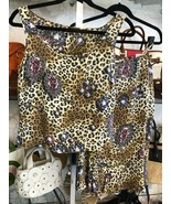 Escada Multicolor Leopardo &amp; Diamante Estampado Falda de Seda Set / Suit... - $346.40