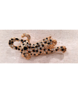 Vintage Cat Brooch Pin Signed Roman Gold Tone Crystals Cheetah Panther L... - £13.16 GBP