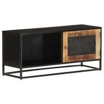 TV Cabinet Black, Brown Rough Mango Wood, Iron, MDF Medium - $257.52 CAD