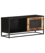 TV Cabinet Black, Brown Rough Mango Wood, Iron, MDF Medium - $228.78