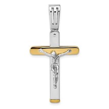 14K Two Tone Gold Crucifix Pendant - £377.45 GBP